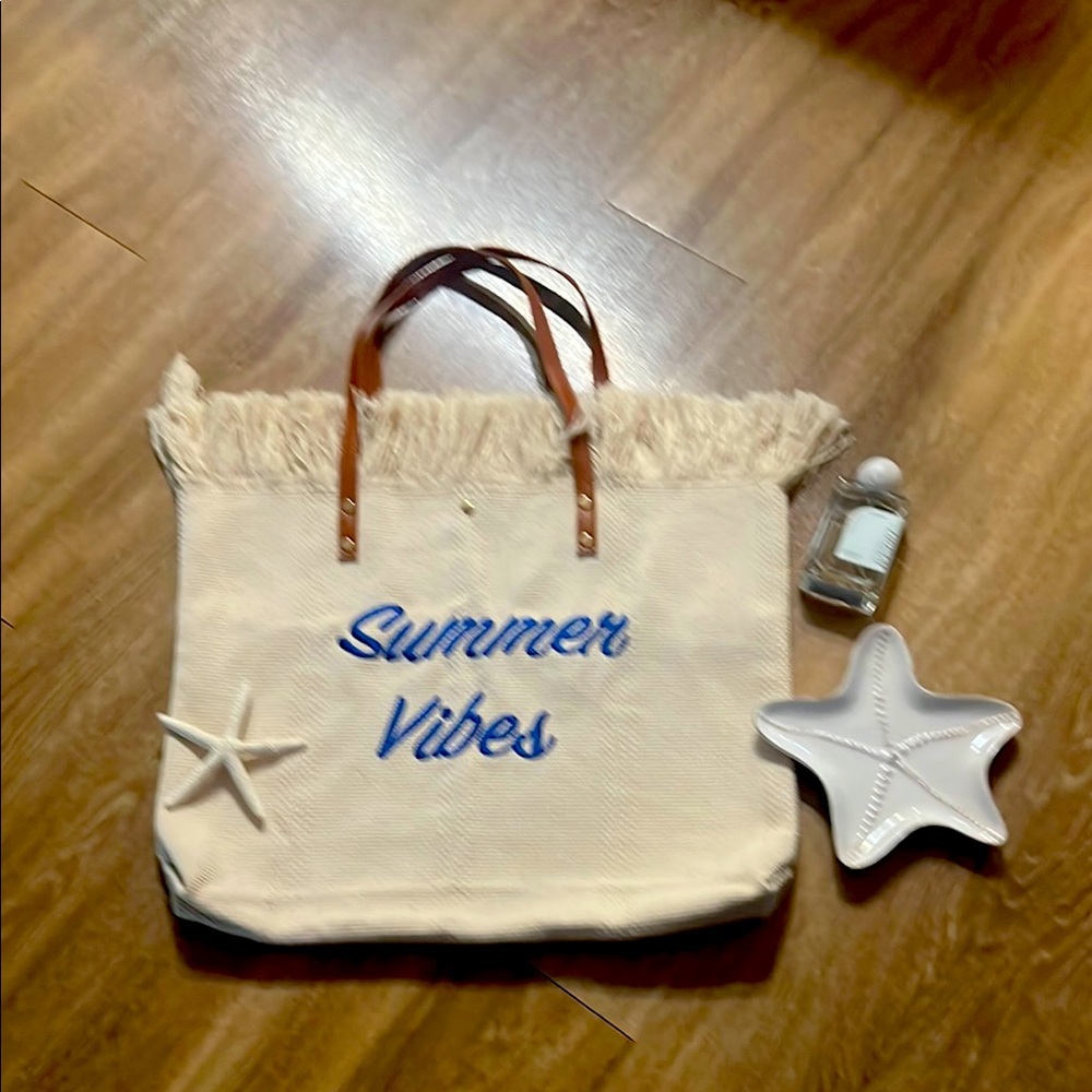 Summer Vibes Cream Tote Bag